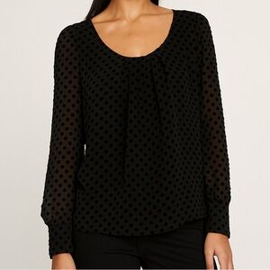 🖤Women’s White Black House Market Polka Dot Long Sleeve Blouse